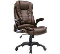 HOMCOM Fauteuil de Bureau massant et Chauffant électrique Fauteuil Bureau Ergonomique revêtement synthétique Brun