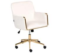 Fauteuil de Bureau en Velours Siège Inclinable Réglable Rembourrage Épais Blanc