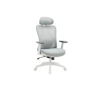 Fauteuil de bureau ergonomique avec têtière - Tissu - Gris et blanc - SORLITA