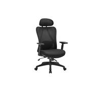 Fauteuil de bureau ergonomique avec têtière - Tissu - Noir - SORLITA