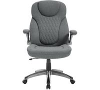 WOLTU Chaise de Bureau Ergonomique, Fauteuil de Direction, Lin, Gris | avec Fonction de Basculement et Reversible Armrest, Convient aux Bureaux et aux Salles de Réunion