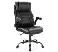 Fauteuil de bureau ergonomique - Fauteuil de direction à dossier haut - Appui-tête réglable - Soutien lombaire - Réglage en hauteur par vérin à gaz - Simili cuir - Accoudoirs et roulettes - Noir/gris