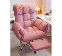 Fauteuil de Bureau Ergonomique Grande Taille,Chaise de Direction en Cuir PU | Avec repose-pieds, assise inclinable, confortable grâce à son rembourrage double épaisseur, idéal pour le télétravail(Pink)