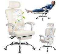 Fauteuil de bureau ergonomique - LUNSY - 5 positions - Dossier inclinable 90° à 140° - Repose-pieds rétractable