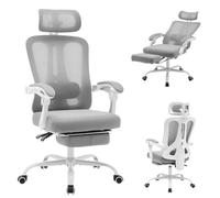 Fauteuil de bureau ergonomique - LUNSY - 5 positions - Dossier inclinable 90° à 140° - Repose-pieds rétractable