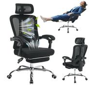 Fauteuil de bureau ergonomique - LUNSY - 5 positions - Dossier inclinable 90° à 140° - Repose-pieds rétractable