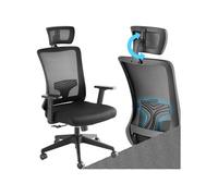 Chaise de bureau - TECTAKE - Fauteuil de bureau PHOIBE forme ergonomique avec soutien lombaire et appuie-tête réglables - Noir