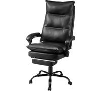 Fauteuil de bureau haut de gamme avec repose-pieds et coussin lombaire Noir