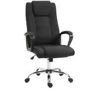 Fauteuil de bureau - HOMCOM - à roulettes chaise manager ergonomique pivotante réglable - lin - noir
