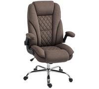 HOMCOM Fauteuil de Bureau, Chaise Bureau Ergonomique avec Large Assise rembourrée, Hauteur réglable, accoudoirs relevables, Dossier Haut, pivotant 360°, Tissu en Velours, Charge 135 Kg, Marron