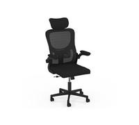 Fauteuil de bureau JAMES ergonomique en toile respirante et appui-tête avec roulettes noir
