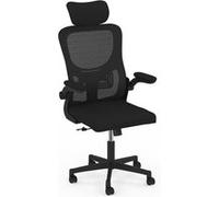 IDMarket - Fauteuil de Bureau James Ergonomique en Toile Respirante et Appui-tête avec roulettes Noir