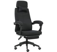 Fauteuil de bureau manager grand confort dossier réglable repose-pied coussin lombaire roulettes 360° lin 62L x 68P x 127H cm noir Noir G
