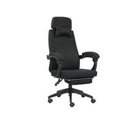 Fauteuil de bureau manager grand confort dossier réglable repose-pied coussin lombaire roulettes 360° lin 62L x 68P x 127H cm noir