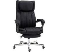Vinsetto Chaise Bureau Fauteuil de Bureau Chaise Ergonomique Hauteur réglable Dossier inclinable accoudoirs Repose-Pieds et Appui-tête siège de Bureau à roulettes pivotantes 65x61x105-113cm Noir