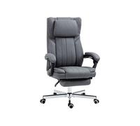 Fauteuil de bureau manager grand confort repose-pied dossier inclinable accoudoirs tétière rembourrés tissu gris