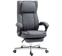 Fauteuil de bureau manager grand confort repose-pied dossier inclinable accoudoirs tétière rembourrés tissu gris Gris G