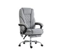Fauteuil de bureau manager massant chauffant inclinable réglable télécommande repose-pieds rétractable velours gris clair