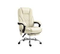 Fauteuil de bureau manager massant chauffant inclinable réglable télécommande repose-pieds rétractable velours beige sable