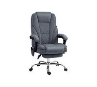 Fauteuil de bureau manager massant chauffant inclinable réglable télécommande repose-pieds rétractable velours gris bleuté