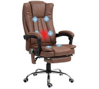 Fauteuil de bureau massant et chauffant - Vinsetto - hauteur réglable, dossier inclinable, repose-pied et télécommande - marron