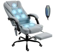Fauteuil de bureau massant - Vinsetto - hauteur réglable, dossier inclinable et télécommande filaire - gris