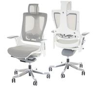 Fauteuil de bureau MERRYFAIR Wau 2, chaise pitovante, rembourrage / filet, ergonomique blanc/gris