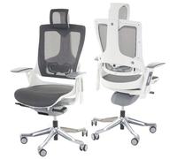 Fauteuil de bureau MERRYFAIR Wau 2, chaise pitovante, rembourrage / filet, ergonomique blanc/noir