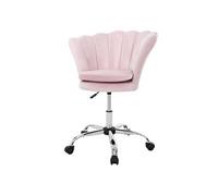 ML-Design Chaise de Bureau en Velours, Rose Clair, Siège pour Maquillage Coiffeuse, Fauteuil avec Dossier Forme de Coquillage, Pivotante, Réglable en Hauteur, Assise Ergonomique, Chambre Salon Bureau