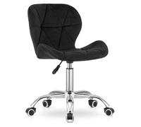 Fauteuil de bureau pivotant - Chaise à roulettes - Chaise de bureau en velours - Hauteur réglable - Noir