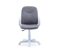Fauteuil de bureau pivotant coloris gris perle, blanc - Longueur 56,5 x profondeur 56,5 x hauteur 91-103 cm - -