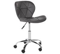 Fauteuil de Bureau Pivotant Réglable Base Argentée Siège en Cuir PU Gris Graphit