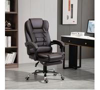 Fauteuil de bureau présidentiel inclinable avec repose-pieds, 64,5 x 69 x 109-117 cm, couleur café