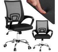 FAUTEUIL DE BUREAU - TECTAKE - Chaise de bureau MARIUS Forme ergonomique avec Revêtement en filet accoudoirs galbés - Noir