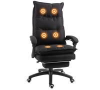 Vinsetto Fauteuil de bureau direction massant hauteur réglable dossier inclinable repose-pied intégré toile de lin noir