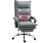 Fauteuil de bureau - Vinsetto - massant et chauffant - hauteur réglable, dossier inclinable - microfibre - 66x74x121,5cm - gris