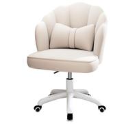 Fauteuil de coiffeuse pivotant à 360° en velours - Esthétique - Design élégant en coquillage pour salon et chambre à coucher - Chaise d'appoint blanche élégante