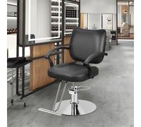 Fauteuil de coiffure, Chaise de barbier hydraulique, Capacité 150 kg | Revêtement en simili cuir, Pompe hydraulique, Base en acier chromé, Rotation à 360 degrés Noir