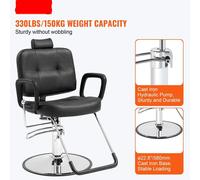 Fauteuil de coiffure - Tabouret de coiffure - Fauteuil de salon - Chaise de coiffeur - Fauteuil de soins - 30x37x48,5 pouces - 24,5 kg - Noir