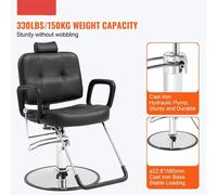 Fauteuil de coiffure - Tabouret de coiffure - Fauteuil de salon - Chaise de coiffeur - Fauteuil de traitement - 25x31x43 inch - 24,5 kg - Noir
