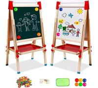 Fauteuil de dessin pour enfants avec rouleau de papier - Tableau blanc double face - Table haute avec chiffres et accessoires pour tout-petits