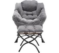 Fauteuil de détente,OMOZUN,fauteuil relax,canapé une place,avec repose-pieds intégré,poches de rangement latérales,coussin d'assise rembourré en mousse PP structure en acier thermolaqué,gris Gris