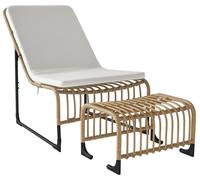 Fauteuil de détente Outsunny en rotin avec repose-pieds, résistant aux UV, avec coussin