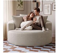 Fauteuil de détente - TECTAKE - Fauteuil cocooning LOVE, Samtcord, mousse haut de gamme à haute densité - Velours côtelé beige