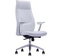 Fauteuil de Direction Chaise de bureau Waytex TAURI Ergonomique Synchrone Simili cuir Blanc avec Appui-tête intégré Pied et Accoudoirs aluminium Blanc G