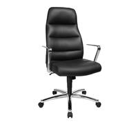 Fauteuil de direction Clarens Cuir véritable Noir Hauteur réglable - Accoudoirs Dossier Roulettes