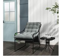 Fauteuil de jardin 60x110x90, fauteuil lounge d'extérieur avec coussin d'assise épais, accoudoirs, structure acier, gris