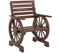 Fauteuil de jardin 66/55/90 cm charbon en bois avec design roue de chariot