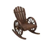 Fauteuil de jardin Adirondack à bascule rocking chair style rustique chic accoudoirs roues charette bois sapin traité carbonisation