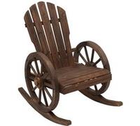 Fauteuil de jardin Adirondack à bascule rocking chair style rustique chic accoudoirs roues charette bois sapin traité carbonisation G